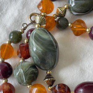 Multicolored Shimmery and Swirly Stone and Bead Necklace